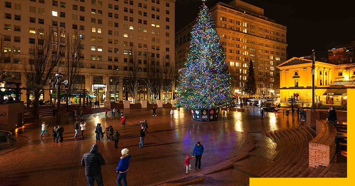 Best Christmas Vacations-Pioneer Courthouse Square Portland, Oregon USA