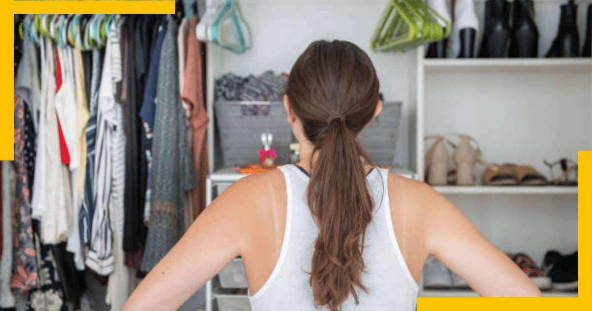 A woman sorting wardrobe