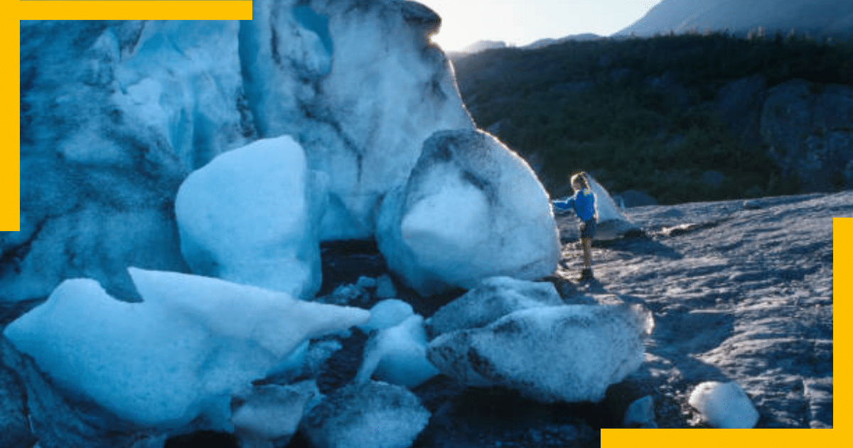 Woman exploring the Exit Glacier in Seward, Alaska