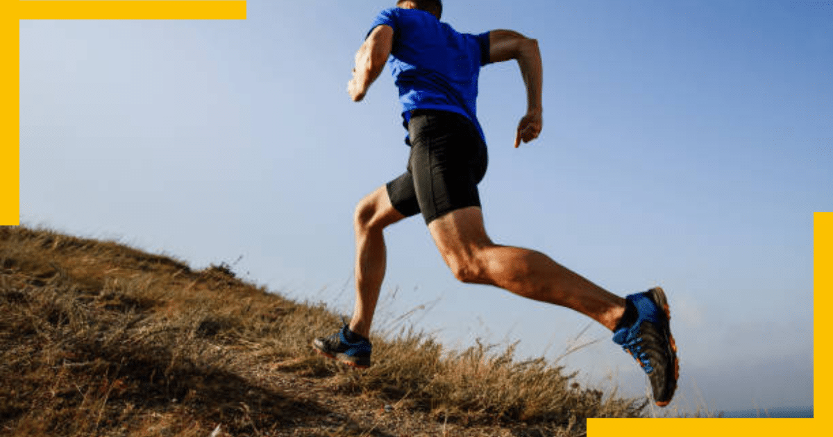 A man running uphill