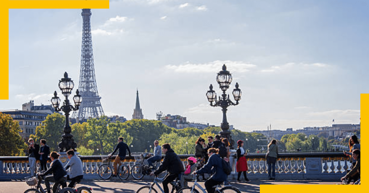 People cycling in Paris