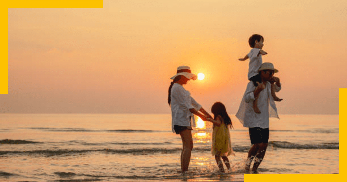 A family enjoying at the beach