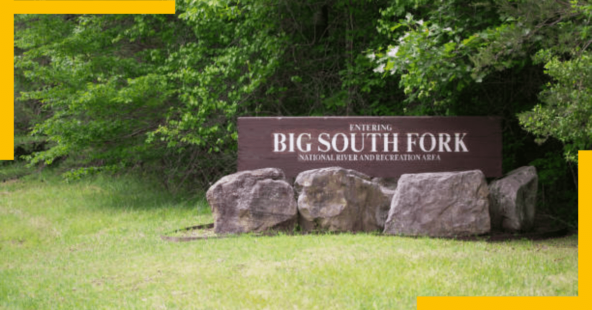 Wooden sign of Big South Fork Park, Tennessee