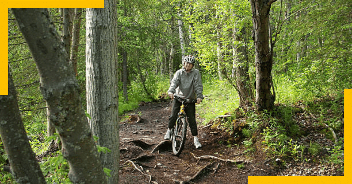 A man biking in Alaska