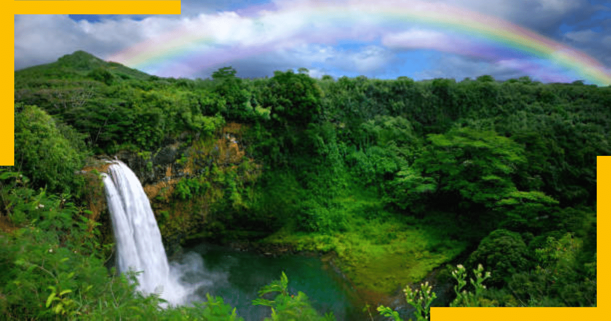 Kauai Waterfall Rainbow, USA
