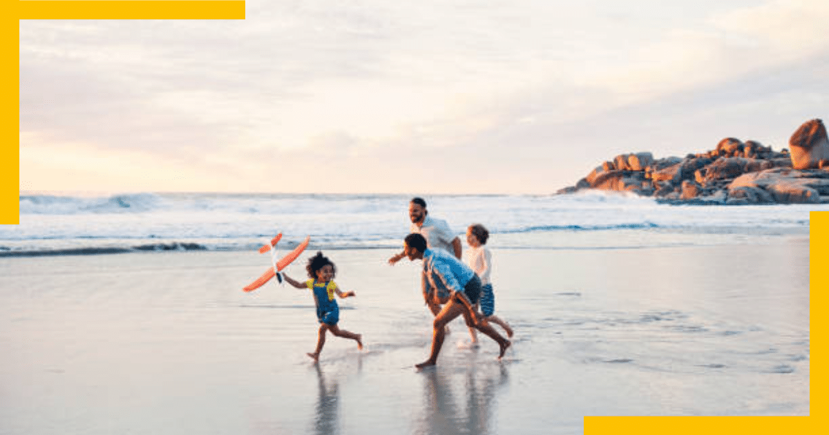 A family enjoying on a beach