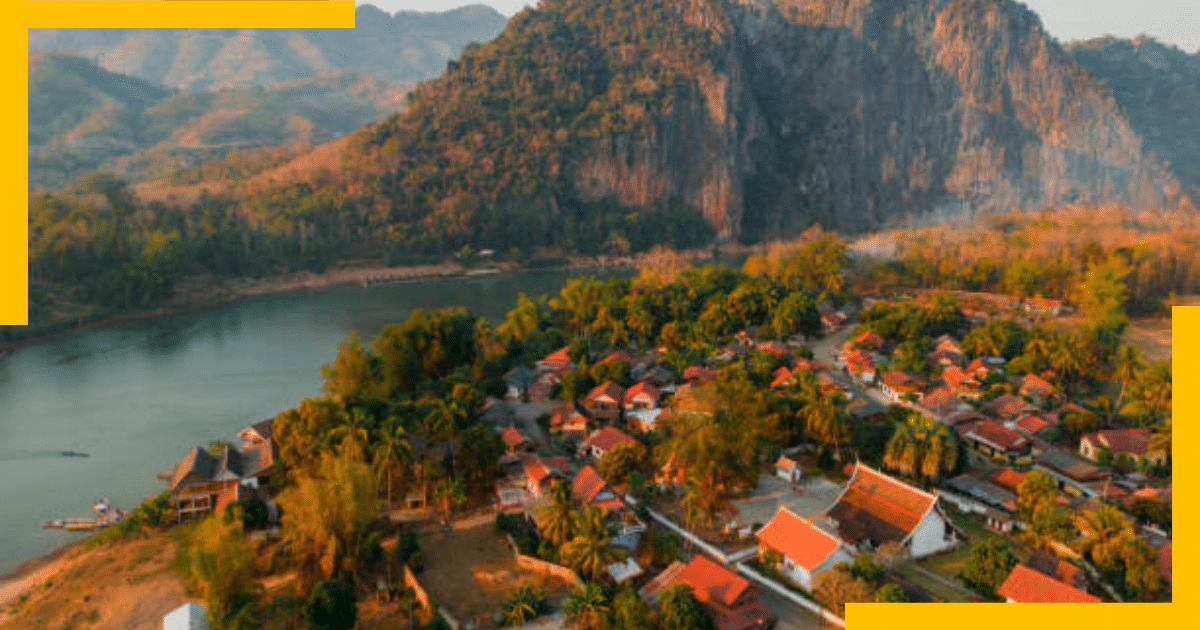 Aerial view of Mekong River and its neighborhood