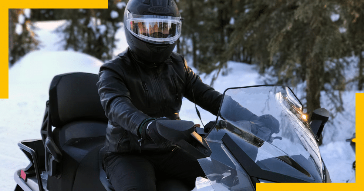 A man on a snowmobile