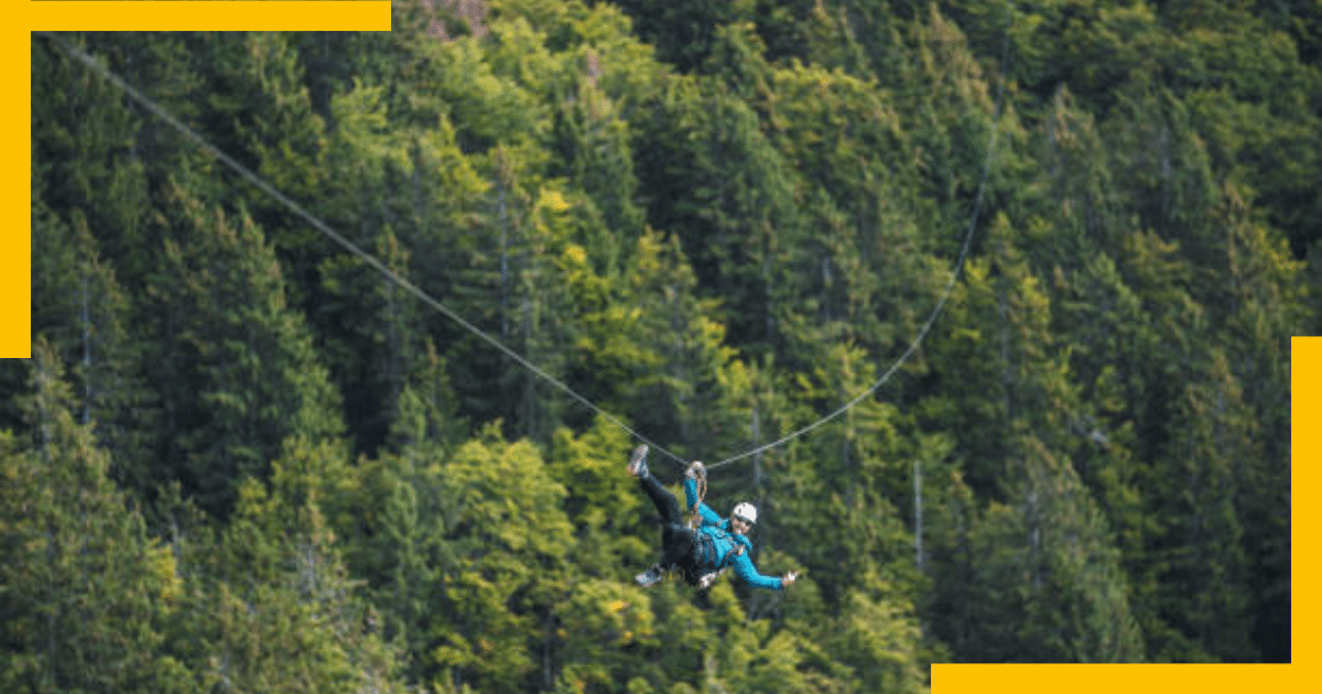 A person on a zipline